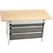 Otto Kind Breitfachwerkbank Typ 405, Buche Multiplexplatte, bis 1.200 kg, B 1524 x T 750 x H 850 mm, Stahl, Zentralverschluss, lichtgrau/staubgrau