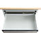 Otto Kind Breitfachwerkbank Typ 405, Buche Multiplexplatte, bis 1.200 kg, B 1524 x T 750 x H 850 mm, Stahl, Zentralverschluss, lichtgrau/staubgrau