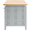 Otto Kind Breitfachwerkbank Typ 405, Buche Multiplexplatte, bis 1.200 kg, B 1524 x T 750 x H 850 mm, Stahl, Zentralverschluss, weißaluminium/enzianblau