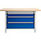 Otto Kind Breitfachwerkbank Typ 405, Buche Multiplexplatte, bis 1.200 kg, B 1524 x T 750 x H 850 mm, Stahl, Zentralverschluss, weißaluminium/enzianblau
