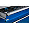 Otto Kind Breitfachwerkbank Typ 405, Buche Multiplexplatte, bis 1.200 kg, B 1524 x T 750 x H 850 mm, Stahl, Zentralverschluss, weißaluminium/enzianblau