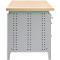Otto Kind Breitfachwerkbank Typ 405, Buche Multiplexplatte, bis 1.200 kg, B 1524 x T 750 x H 850 mm, Stahl, Zentralverschluss, weißaluminium/tiefschwarz