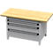 Otto Kind Breitfachwerkbank Typ 405, Buche Multiplexplatte, bis 1.200 kg, B 1524 x T 750 x H 850 mm, Stahl, Zentralverschluss, weißaluminium/weißaluminium