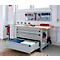Otto Kind Breitfachwerkbank Typ 405, Buche Multiplexplatte, bis 1.200 kg, B 1524 x T 750 x H 850 mm, Stahl, Zentralverschluss, weißaluminium/weißaluminium