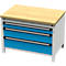 Otto Kind Breitfachwerkbank Typ 410, Buche Multiplexplatte, bis 1.200 kg, B 1152 x T 750 x H 850 mm, Stahl, Zentralverschluss, lichtgrau/lichtblau