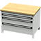 Otto Kind Breitfachwerkbank Typ 410, Buche Multiplexplatte, bis 1.200 kg, B 1152 x T 750 x H 850 mm, Stahl, Zentralverschluss, lichtgrau/lichtgrau