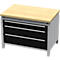 Otto Kind Breitfachwerkbank Typ 410, Buche Multiplexplatte, bis 1.200 kg, B 1152 x T 750 x H 850 mm, Stahl, Zentralverschluss, weißaluminium/tiefschwarz