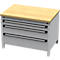 Otto Kind Breitfachwerkbank Typ 410, Buche Multiplexplatte, bis 1.200 kg, B 1152 x T 750 x H 850 mm, Stahl, Zentralverschluss, weißaluminium/weißaluminium