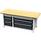 Otto Kind Breitfachwerkbank Typ 415, Buche Multiplexplatte, bis 1.400 kg, B 2004 x T 750 x H 850 mm, Stahl, Zentralverschluss, lichtgrau/anthrazitgrau