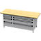 Otto Kind Breitfachwerkbank Typ 415, Buche Multiplexplatte, bis 1.400 kg, B 2004 x T 750 x H 850 mm, Stahl, Zentralverschluss, weißaluminium/weißaluminium