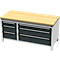 Otto Kind Breitfachwerkbank Typ 420, bündig, Buche Multiplexplatte, bis 1400 kg, B 1697 x T 750 x H 850 mm, Stahl, Zentralverschluss, lichtgrau/anthrazitgrau