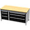 Otto Kind Breitfachwerkbank Typ 420, bündig, Buche Multiplexplatte, bis 1400 kg, B 1697 x T 750 x H 850 mm, Stahl, Zentralverschluss, weißaluminium/tiefschwarz