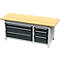 Otto Kind Breitfachwerkbank Typ 425, Buche Multiplexplatte, überstehend, bis 1400 kg, B 2004 x T 750 x H 850 mm, Stahl, Zentralverschluss, lichtgrau/anthrazitgrau