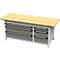 Otto Kind Breitfachwerkbank Typ 425, Buche Multiplexplatte, überstehend, bis 1400 kg, B 2004 x T 750 x H 850 mm, Stahl, Zentralverschluss, lichtgrau/staubgrau