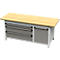 Otto Kind Breitfachwerkbank Typ 435, Buche Multiplexplatte, überstehend, bis 1400 kg, B 2004 x T 750 x H 850 mm, Stahl, Zentralverschluss, lichtgrau/staubgrau