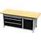 Otto Kind Breitfachwerkbank Typ 435, Buche Multiplexplatte, überstehend, bis 1400 kg, B 2004 x T 750 x H 850 mm, Stahl, Zentralverschluss, weißaluminium/tiefschwarz