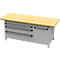 Otto Kind Breitfachwerkbank Typ 435, Buche Multiplexplatte, überstehend, bis 1400 kg, B 2004 x T 750 x H 850 mm, Stahl, Zentralverschluss, weißaluminium/weißaluminium