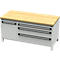 Otto Kind Breitfachwerkbank Typ 440, Buche Multiplexplatte, bündig, bis 1400 kg, B 1697 x T 750 x H 850 mm, Stahl, Zentralverschluss, lichtgrau/lichtgrau
