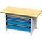 Otto Kind établi large type 405, plateau en hêtre multiplex, jusqu'à 1 200 kg, L 1524 x P 750 x H 850 mm, acier, fermeture centrale, gris clair/bleu clair