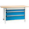 Otto Kind établi large type 405, plateau en hêtre multiplex, jusqu'à 1 200 kg, L 1524 x P 750 x H 850 mm, acier, fermeture centrale, gris clair/bleu clair