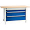 Otto Kind établi large type 405, plateau en hêtre multiplex, jusqu'à 1 200 kg, L 1524 x P 750 x H 850 mm, acier, fermeture centrale, gris clair/bleu enzanium