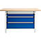 Otto Kind établi large type 405, plateau en hêtre multiplex, jusqu'à 1 200 kg, L 1524 x P 750 x H 850 mm, acier, fermeture centrale, gris clair/bleu enzanium