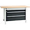 Otto Kind établi large type 405, plateau en hêtre multiplex, jusqu'à 1 200 kg, L 1524 x P 750 x H 850 mm, acier, fermeture centrale, gris clair/gris anthracite