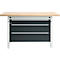 Otto Kind établi large type 405, plateau en hêtre multiplex, jusqu'à 1 200 kg, L 1524 x P 750 x H 850 mm, acier, fermeture centrale, gris clair/gris anthracite
