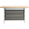 Otto Kind établi large type 405, plateau en hêtre multiplex, jusqu'à 1 200 kg, L 1524 x P 750 x H 850 mm, acier, fermeture centrale, gris clair/gris poussière