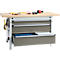 Otto Kind établi large type 405, plateau en hêtre multiplex, jusqu'à 1 200 kg, L 1524 x P 750 x H 850 mm, acier, fermeture centrale, gris clair/gris poussière