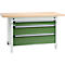 Otto Kind établi large type 405, plateau en hêtre multiplex, jusqu'à 1 200 kg, L 1524 x P 750 x H 850 mm, acier, fermeture centrale, gris clair/vert réséda