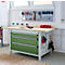 Otto Kind établi large type 405, plateau en hêtre multiplex, jusqu'à 1 200 kg, L 1524 x P 750 x H 850 mm, acier, fermeture centrale, gris clair/vert réséda