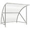Gray shelter with a transparent roof. Rounded struts, screwed to a rectangular base.