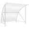 A white shelter with curved supports and a transparent roof surface.