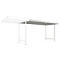 White carport model with roof and supports against a white background. Detailed view.