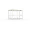 White waiting shelter design with glass walls and dotted patterns. Rectangular frame on white background.
