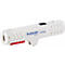 Pince à dénuder blanche 'JOKARI PC-Strip'. Système de mesure noir et rouge pour le réglage. Inscription 'JOKARI PC-Strip' en bleu.
