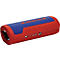 Outil de dénudage de câbles rouge et bleu avec l'inscription KNIPEX.
