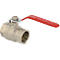 Metal ball valve with red handle, marked "FULL FLOW".
