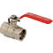 Metal ball valve with red lever, labeled 'INON' and 'ON/OFF'.