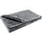 Folded gray blanket, made of coarse material. A part of the blanket is folded on top.