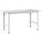 A white workshop table with metal legs against a neutral background. The tabletop is rectangular.