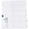 Ring binder register with five dividers, marked with green numbers.