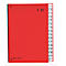 Red index card with numbers 1-31. Black text on red background, tabs labeled with numbers.