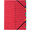 PAGNA Dokumentenmappe Easy, DIN A4, Gummizugverschluss, 12-teilig, rot