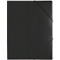 Black document folder with elastic band closure.