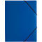 Blue folder with black elastic band to close.