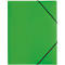 Green document folder with black elastic band.