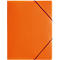 Orange document folder with black rubber band. The band runs diagonally across the folder.