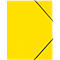 Yellow folder with black rubber band. The rubber band runs diagonally across the folder.